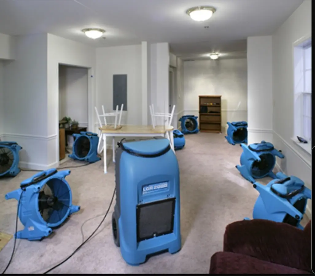 Air movers and dehumidifier setup for Water Damage Restoration in Somerton